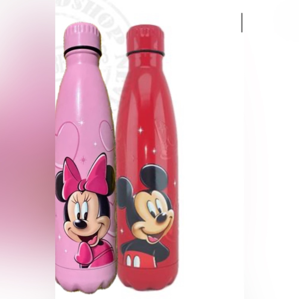 Pink Minnie & Red Mickey Stainless Water Bottle Set DISNEY PARIS EXCLUSIVE